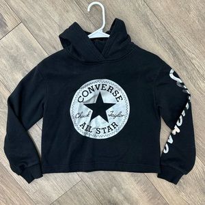 Girls black converse hooded sweatshirt size L (10-12)